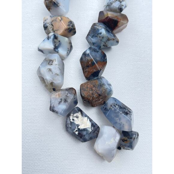 14k Gold Agate Bead Necklace Signed GSJ - Picture 4 of 9